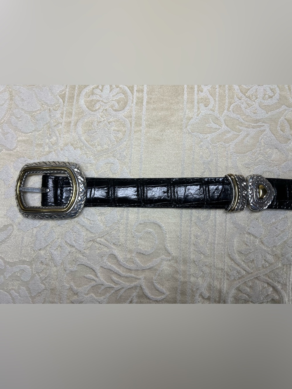 Brighton Marcus Reversible Black Brown Leather Belt Silver Gold Buckle 35”